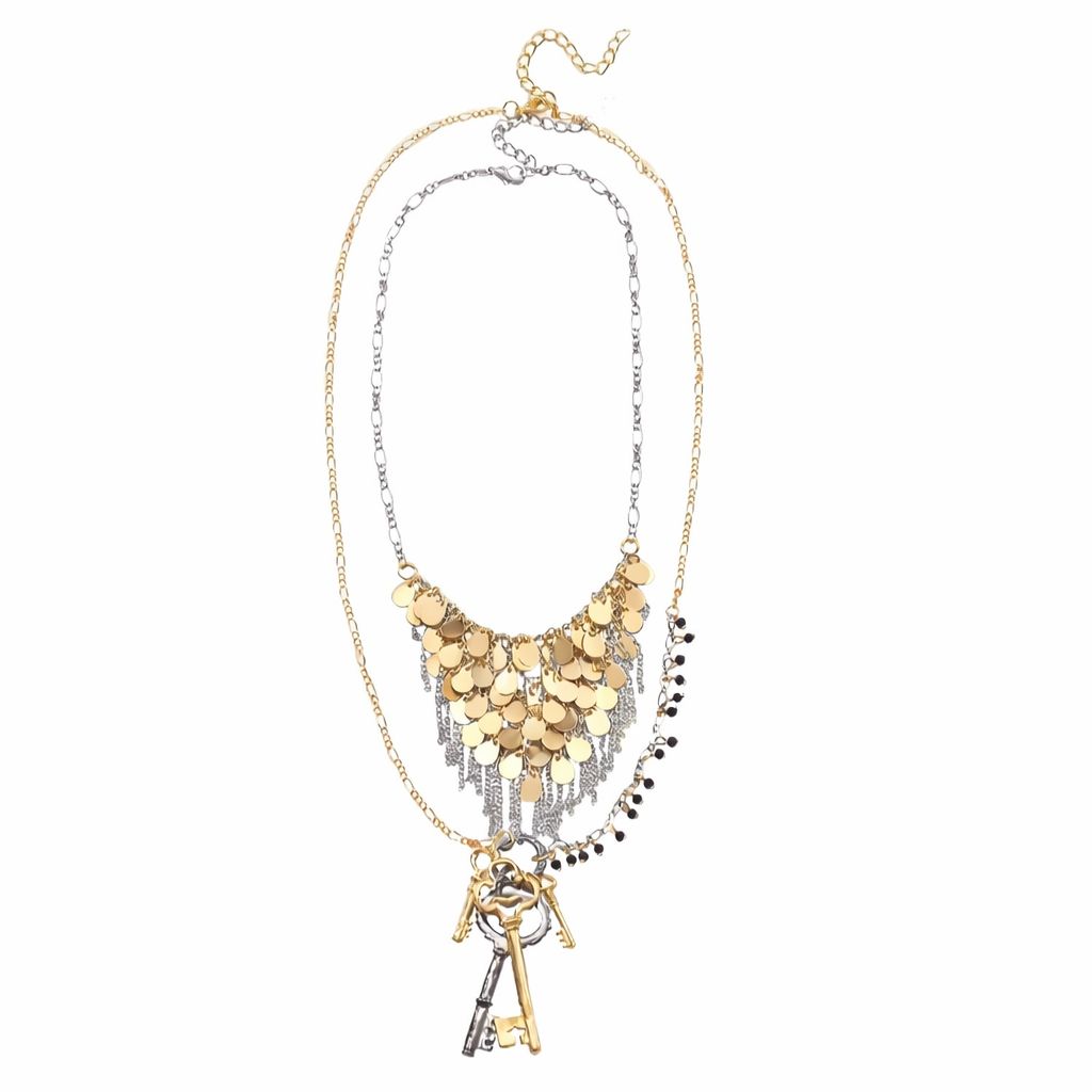 Collar dorado y plata llaves