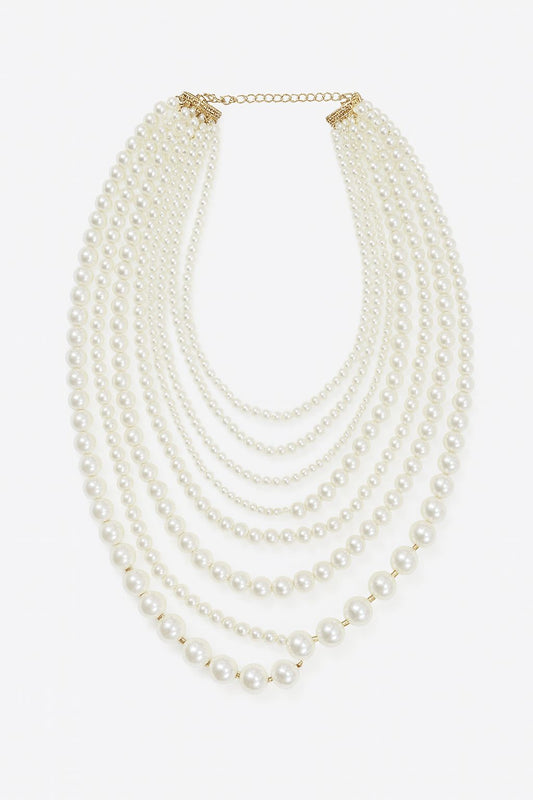 Collar de Hilos de perlas con dorado