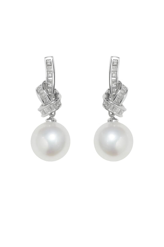 Aretes de nudo plata con perlas