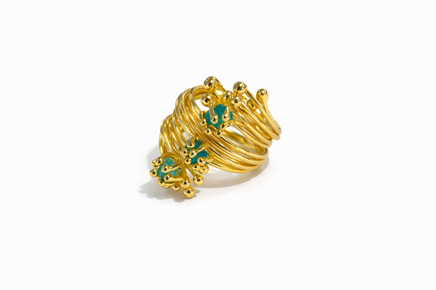 Anillo Alfiler 3 esmeraldas