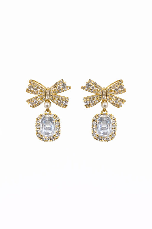 Aretes lazo con zirconia
