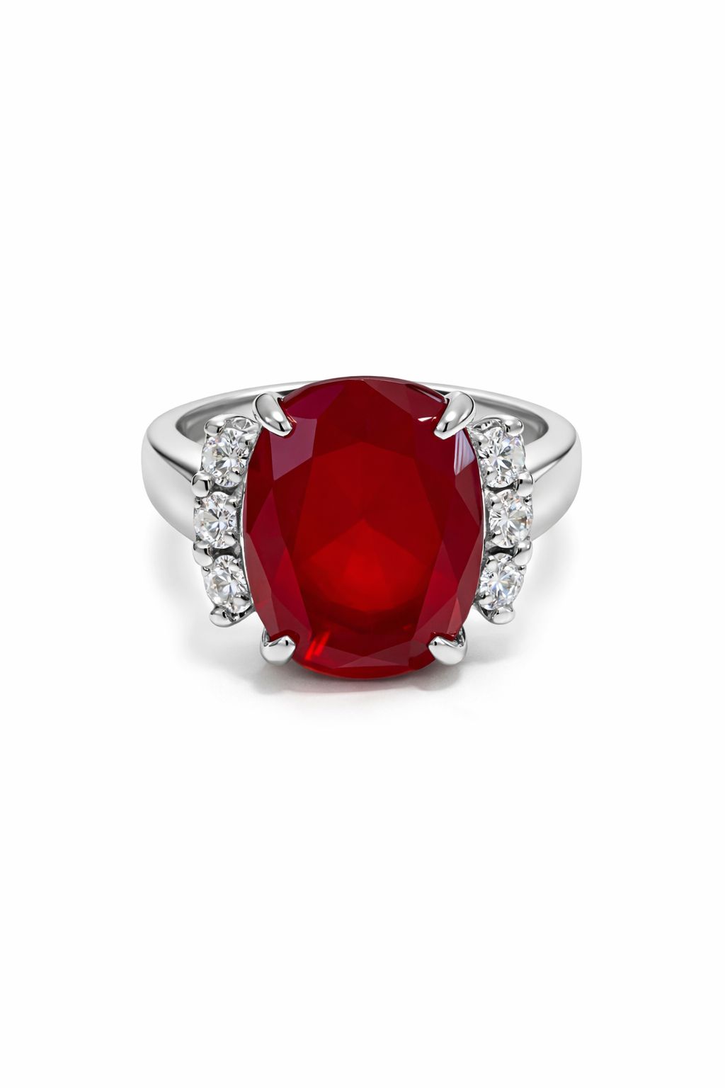 Anillo granate con zirconia