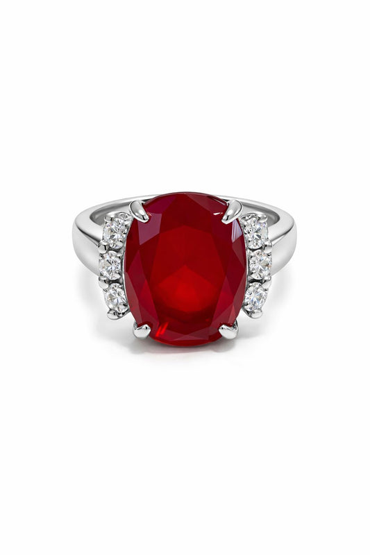 Anillo granate con zirconia
