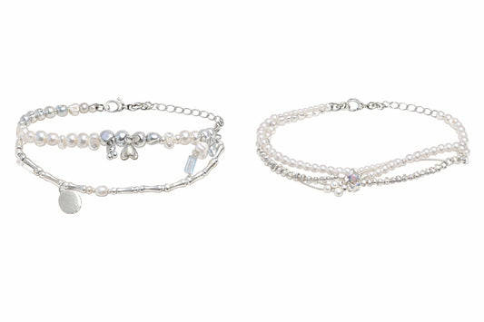 set de 3 pulseras perlas