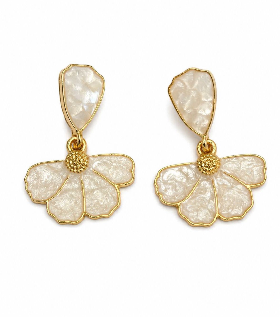 Aretes largos flor esmaltado
