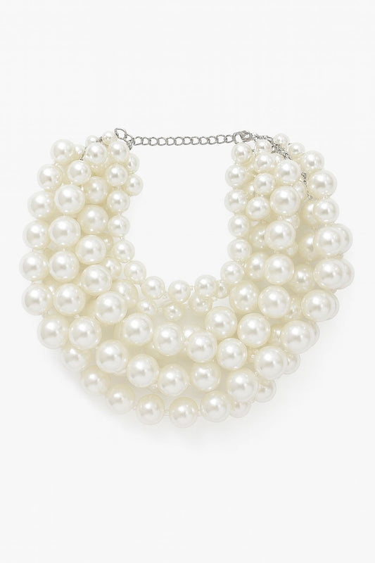 Collar de perlas grandes con cristales