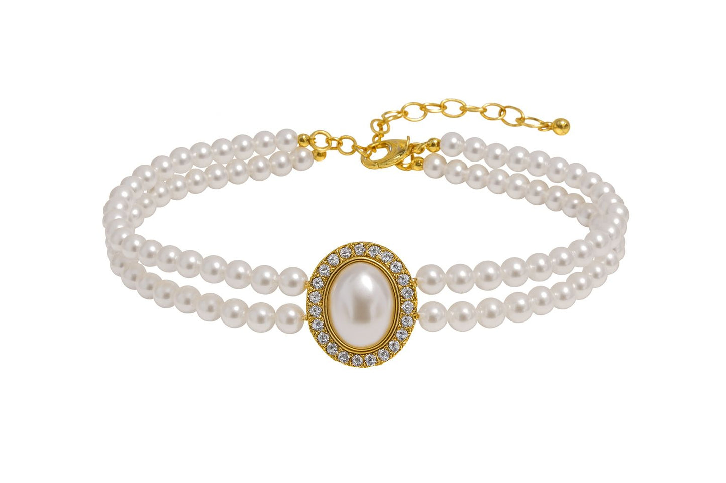 Choker de perlas dorado