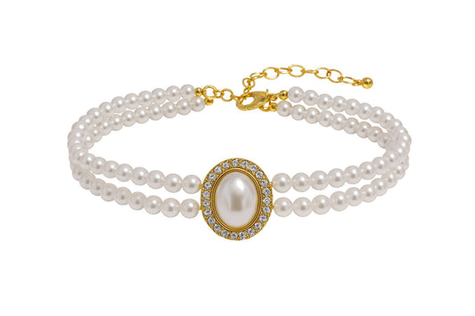 Choker de perlas dorado