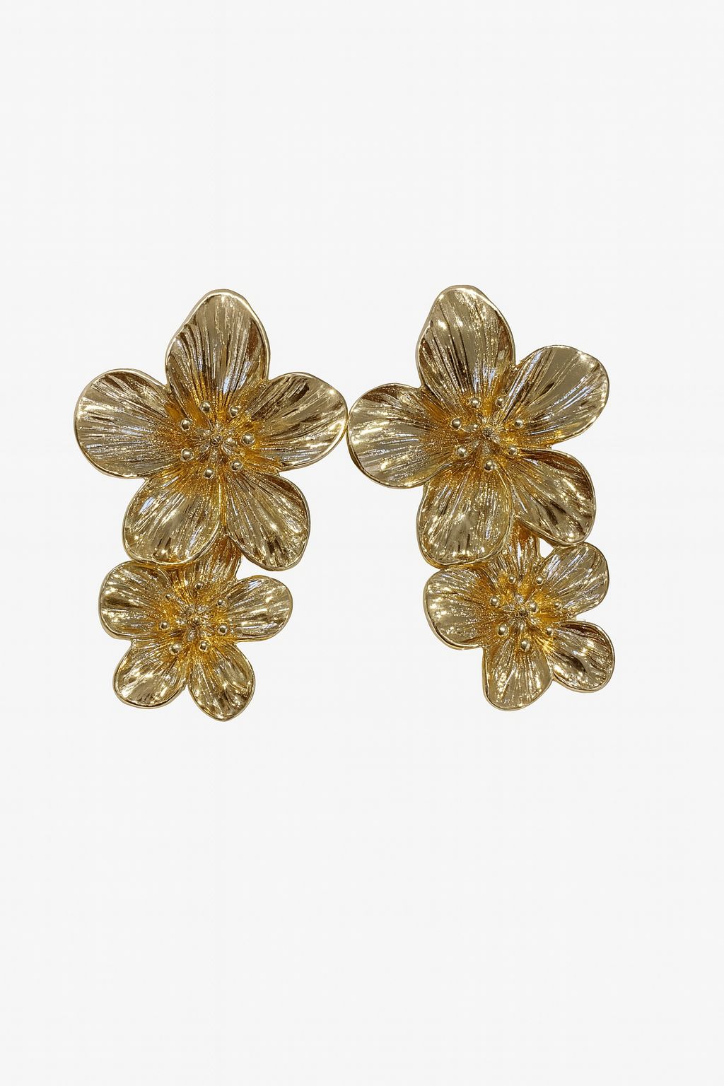 Aretes dos Flores dorado