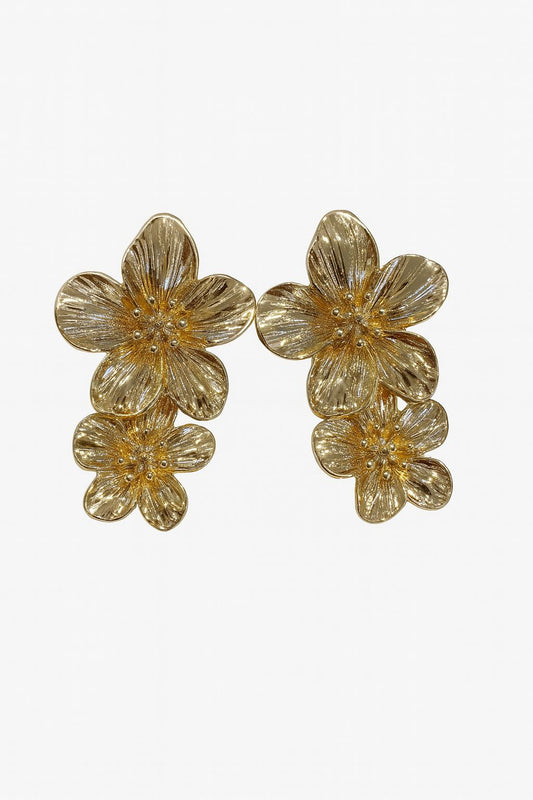 Aretes dos Flores dorado