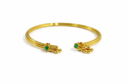 Brazalete alfileres doble esmeralda
