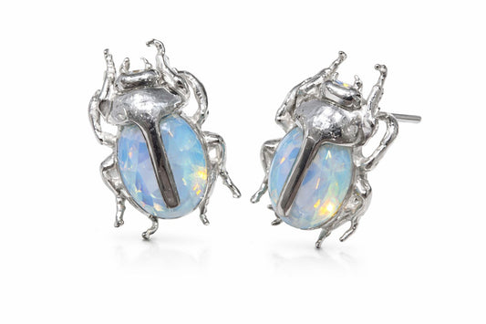 Aretes Escarabajo Blanco