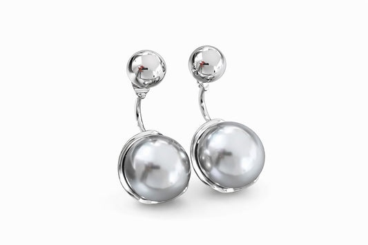 Aretes perlas grises con gancho
