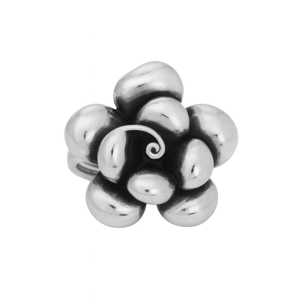 Anillo flor grande plata